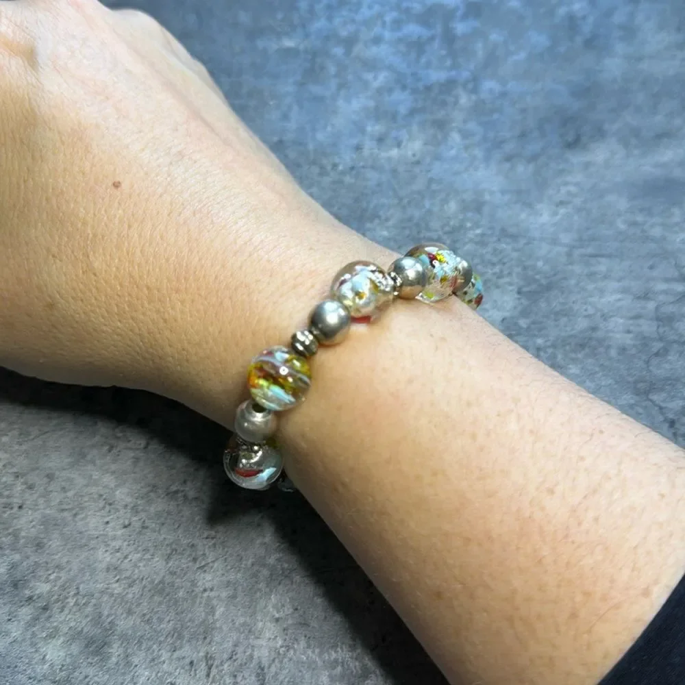 BRACELET Glass/Resin Beaded Bracelet Elastic - Picture 2 of 2